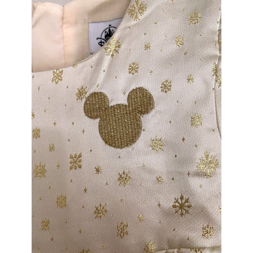 Disney Girls Ivory Gold Glitter Satin Minnie Mouse Princess Dress NWOT / Size 4 - Picture 8 of 16